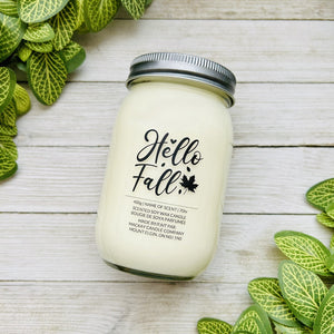 'Hello Fall' Saying Candle (Mason Jar)