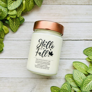 'Hello Fall' Saying Candle (Library Jar)